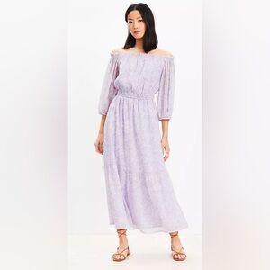 LOFT Lavender Off-Shoulder Maxi Dress